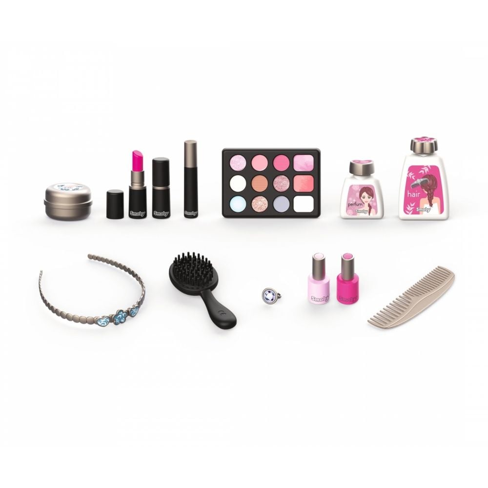 Set geanta cu accesorii de infrumusetare, Smoby, My Beauty Vanity, 13 accesorii