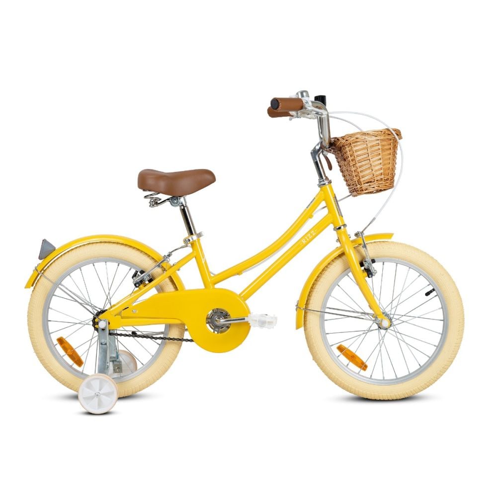 Bicicleta cu roti ajutatoare si cos, Rizz Jr, 20 inch, Yellow