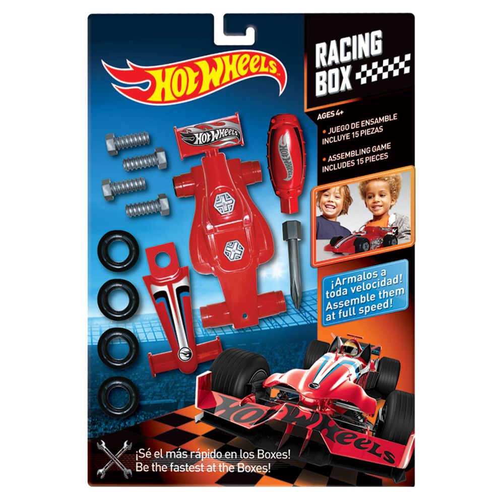 Set de asamblare masinuta, Racing Box, Hot Wheels, 15 piese, HW221