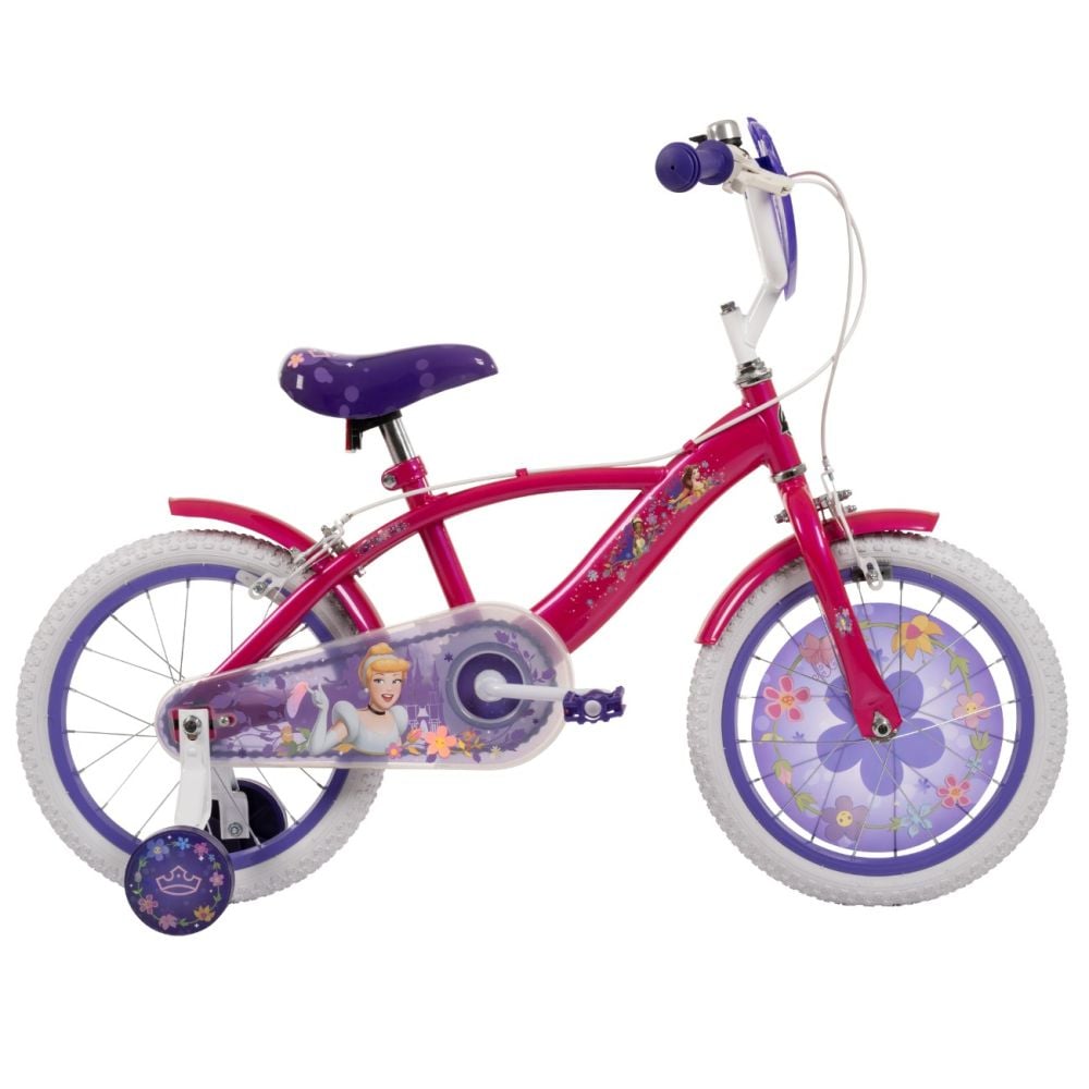 Bicicleta cu roti ajutatoare, Huffy, Disney Princess, 16 inch, Roz
