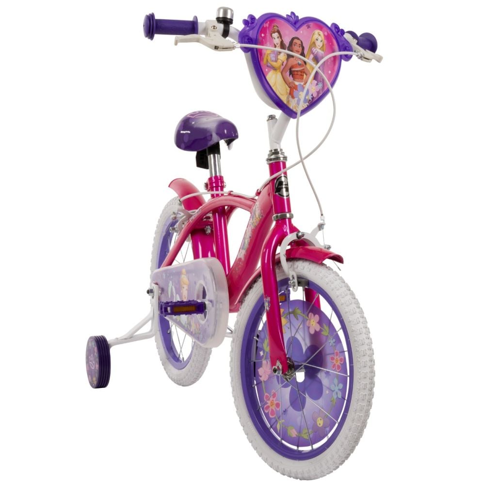 Bicicleta cu roti ajutatoare, Huffy, Disney Princess, 16 inch, Roz