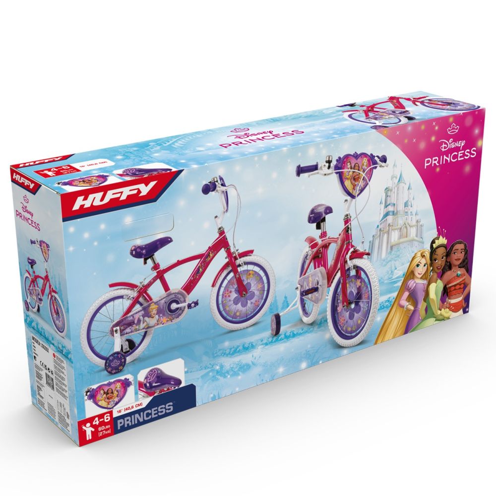 Bicicleta cu roti ajutatoare, Huffy, Disney Princess, 16 inch, Roz