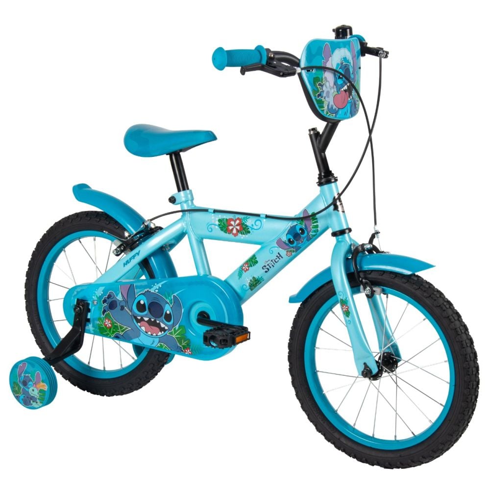 Bicicleta cu roti ajutatoare, Huffy, Disney Stitch, 16 inch, Blue