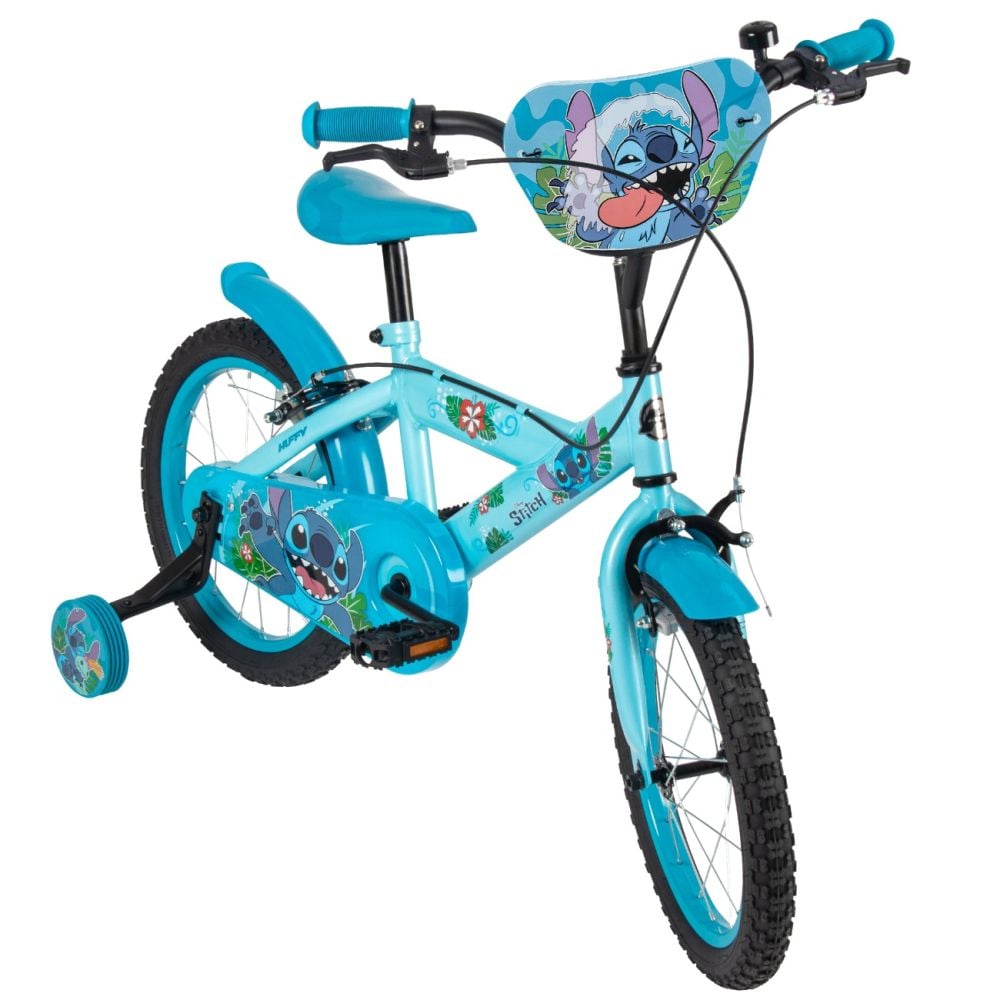 Bicicleta cu roti ajutatoare, Huffy, Disney Stitch, 16 inch, Blue