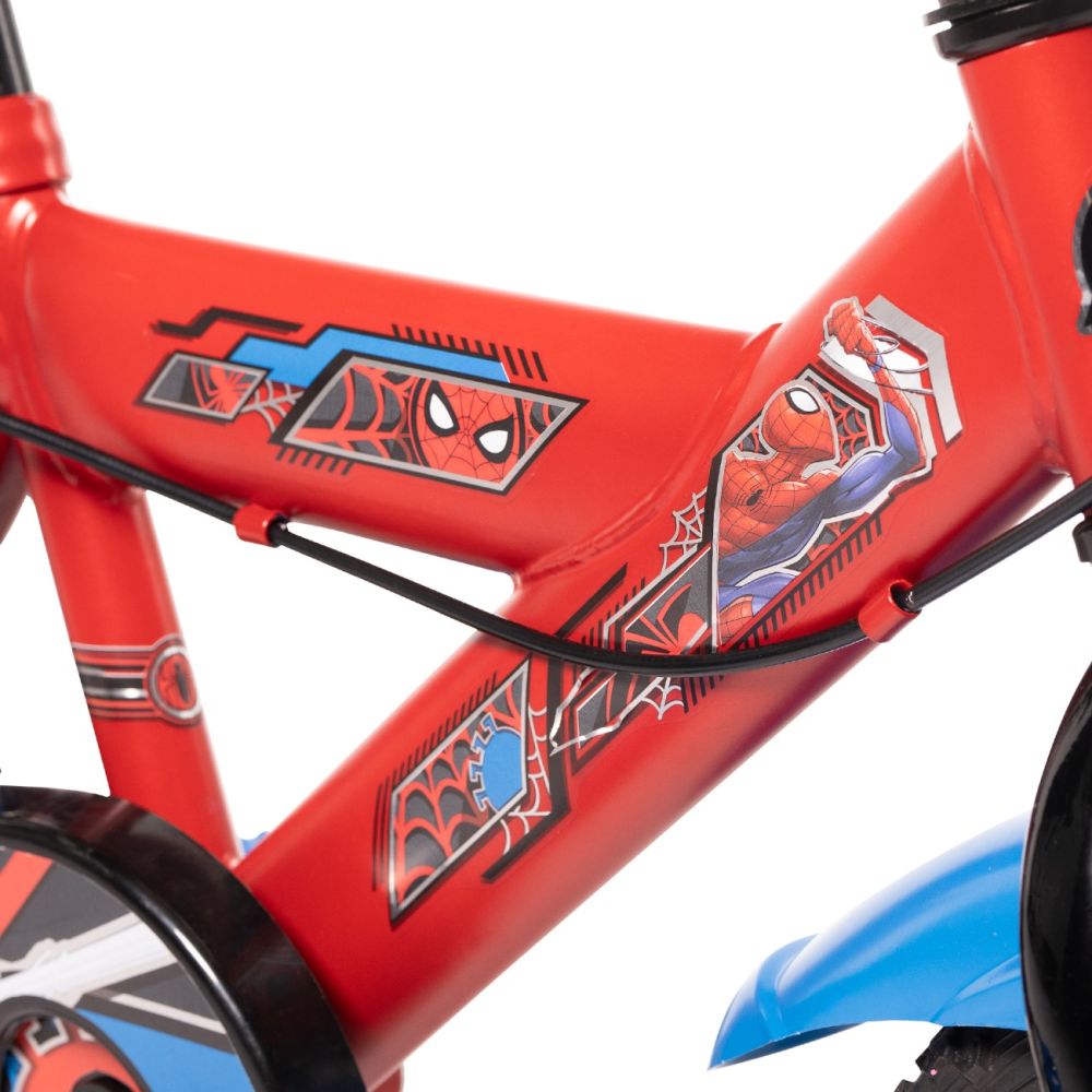 Bicicleta cu roti ajutatoare, Huffy, Marvel Spiderman, 16 inch, Rosu
