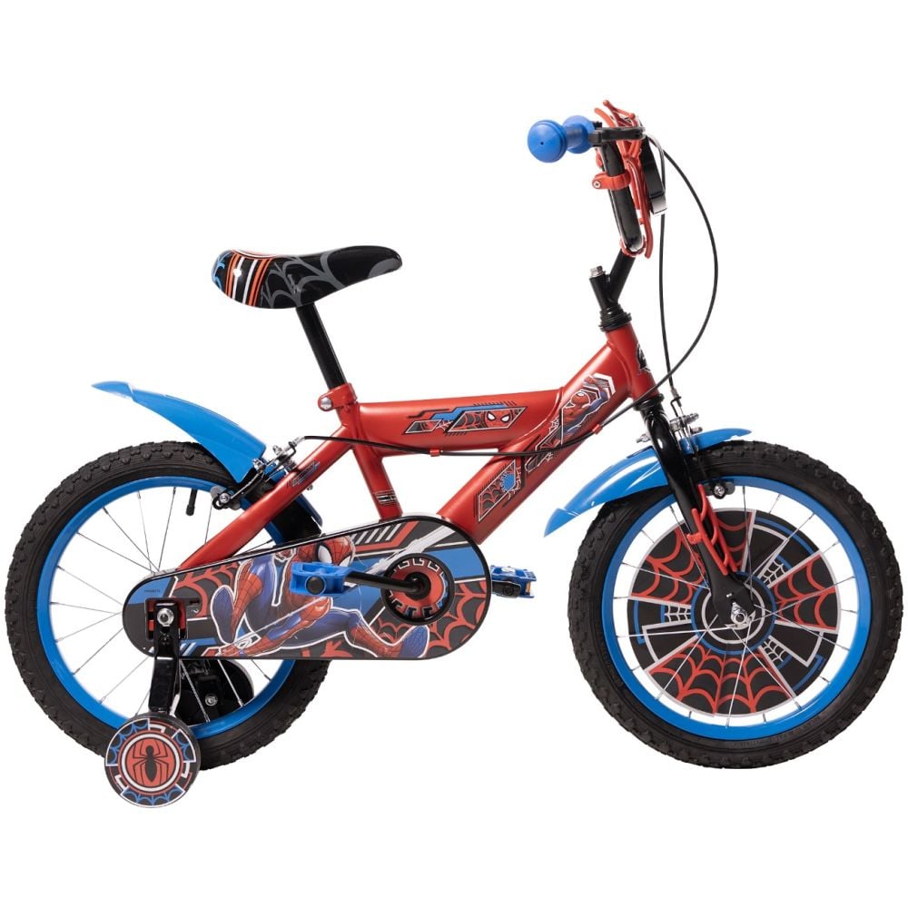 Bicicleta cu roti ajutatoare, Huffy, Marvel Spiderman, 16 inch, Rosu