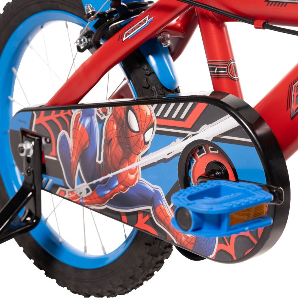 Bicicleta cu roti ajutatoare, Huffy, Marvel Spiderman, 16 inch, Rosu
