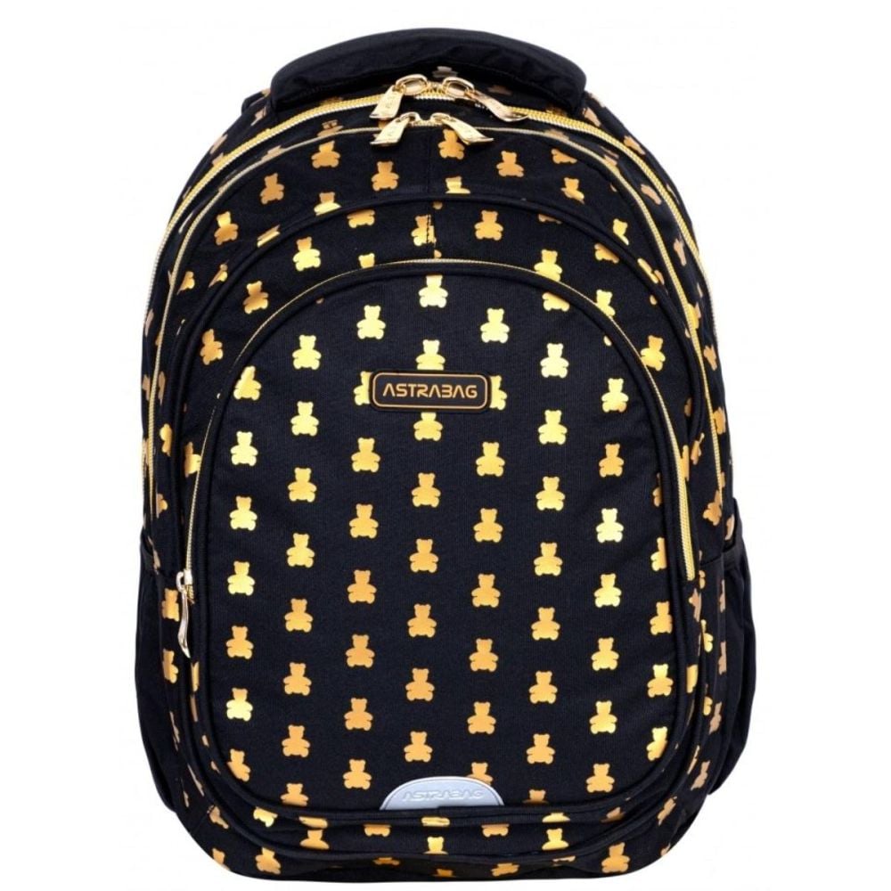 Ghiozdan cu 3 compartimente, AstraBag, Golden Teddy