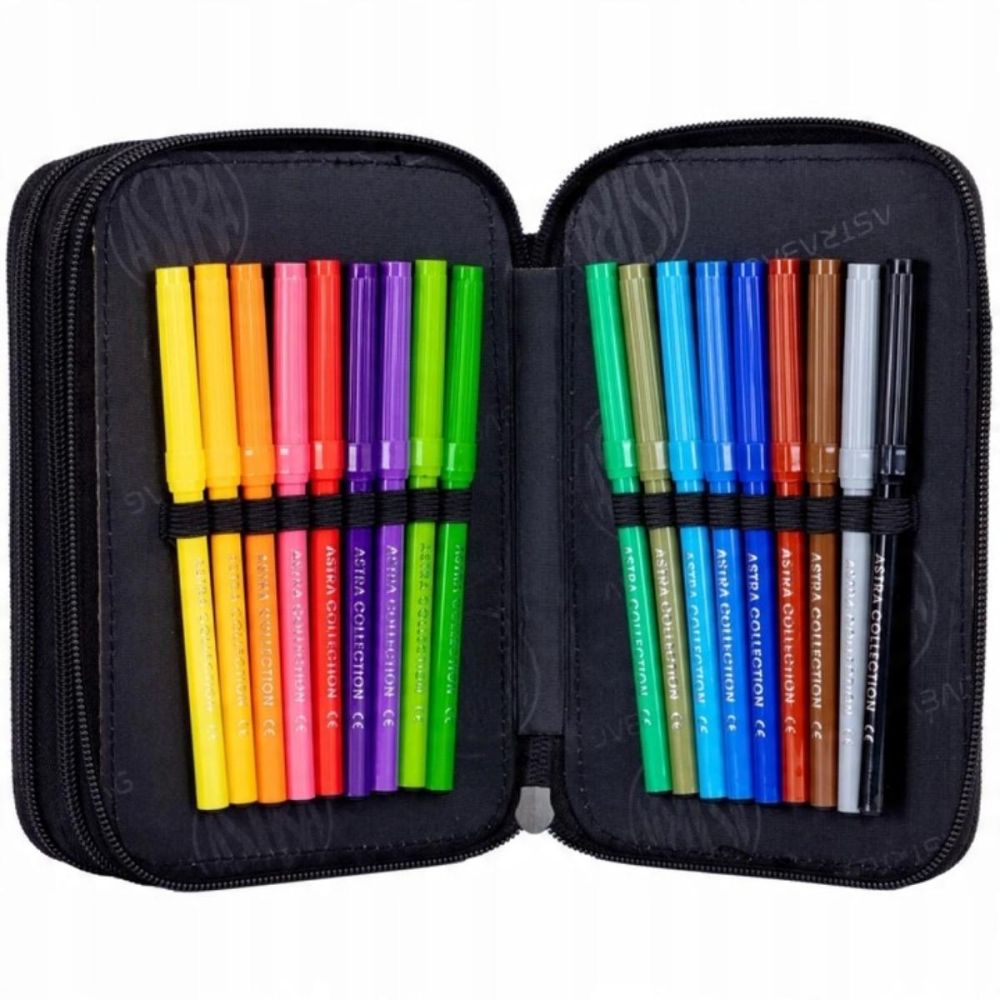 Penar cu 3 compartimente echipat, AstraBag Jumbo, Blue Pixel