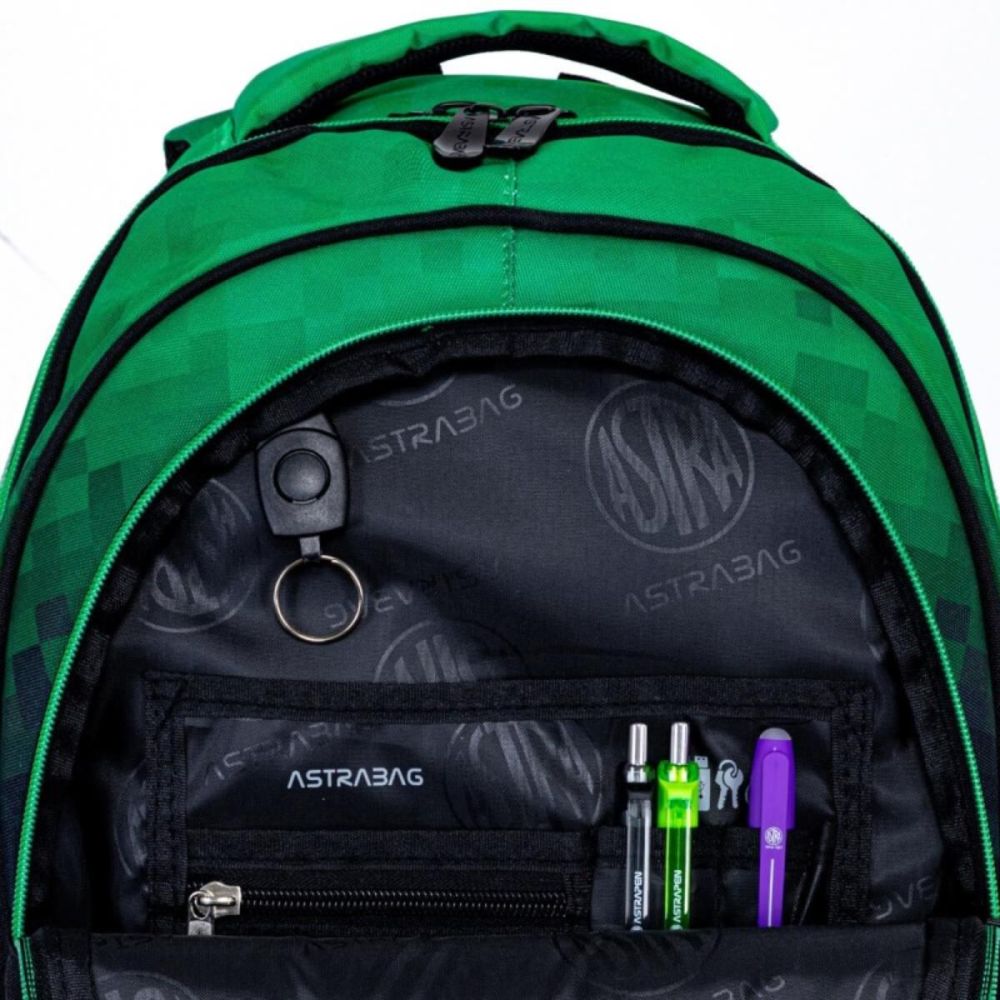 Ghiozdan cu 3 compartimente, AstraBag, Pixel Hero