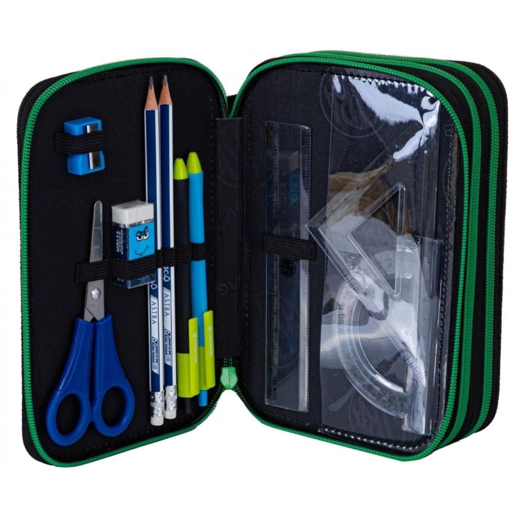 Penar cu 3 compartimente echipat, AstraBag Jumbo, Pixel Hero