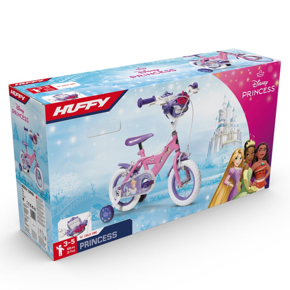 Bicicleta cu roti ajutatoare, Huffy, Disney Princess, 12 inch, Roz