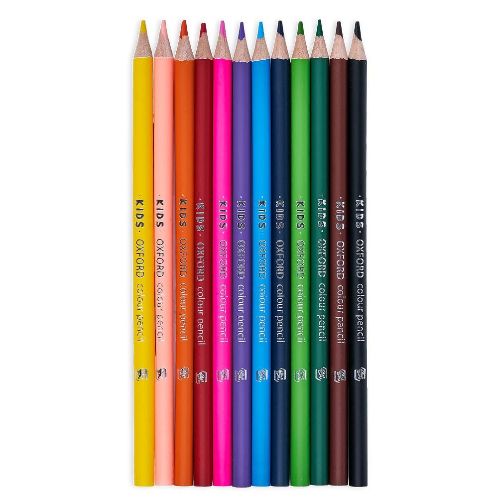 Set 12 creioane colorate rotunde, Oxford Kids