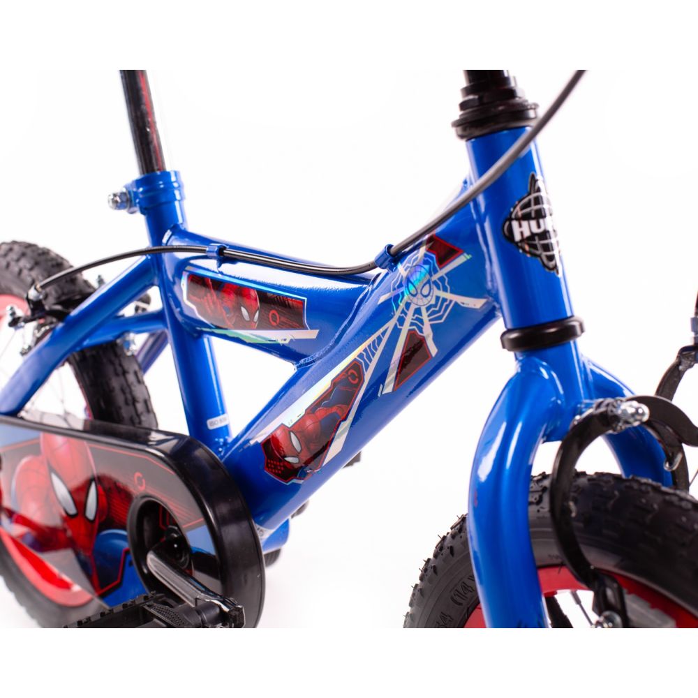 Bicicleta cu roti ajutatoare, Huffy, Marvel Spiderman, 14 inch, Rosu