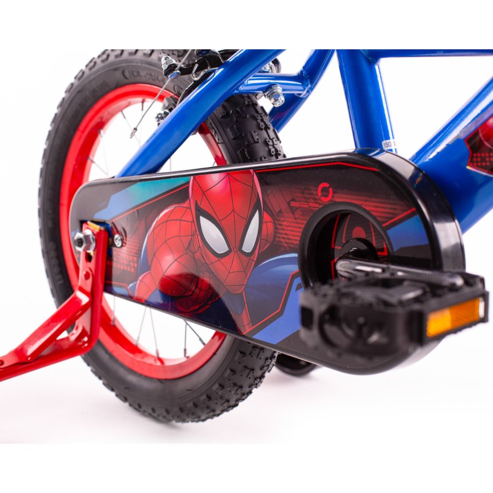 Bicicleta cu roti ajutatoare, Huffy, Marvel Spiderman, 14 inch, Rosu