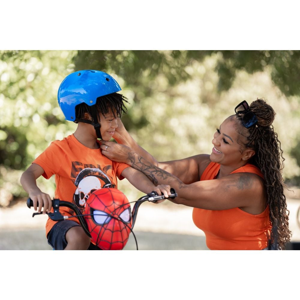 Bicicleta cu roti ajutatoare, Huffy, Marvel Spiderman, 14 inch, Rosu