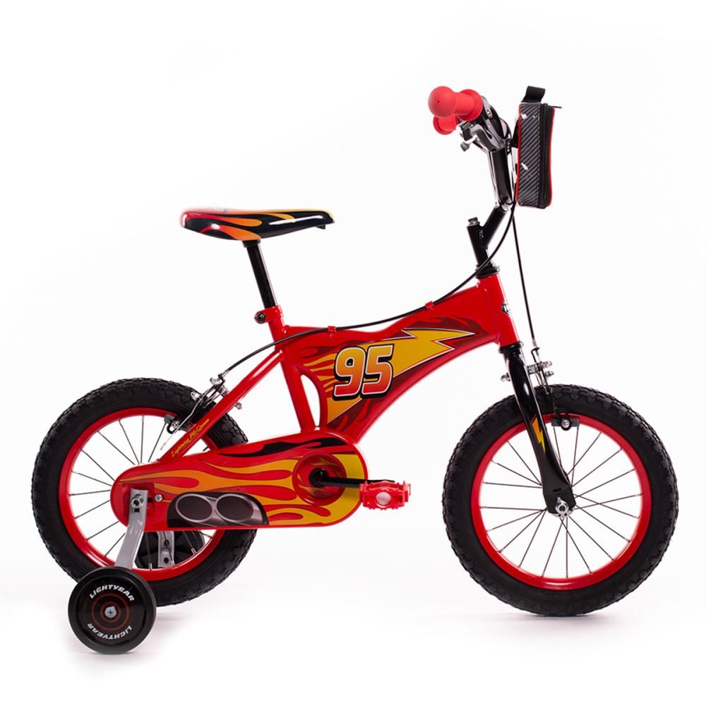Bicicleta cu roti ajutatoare, Huffy, Disney Pixar Cars 95, 14 inch, Rosu