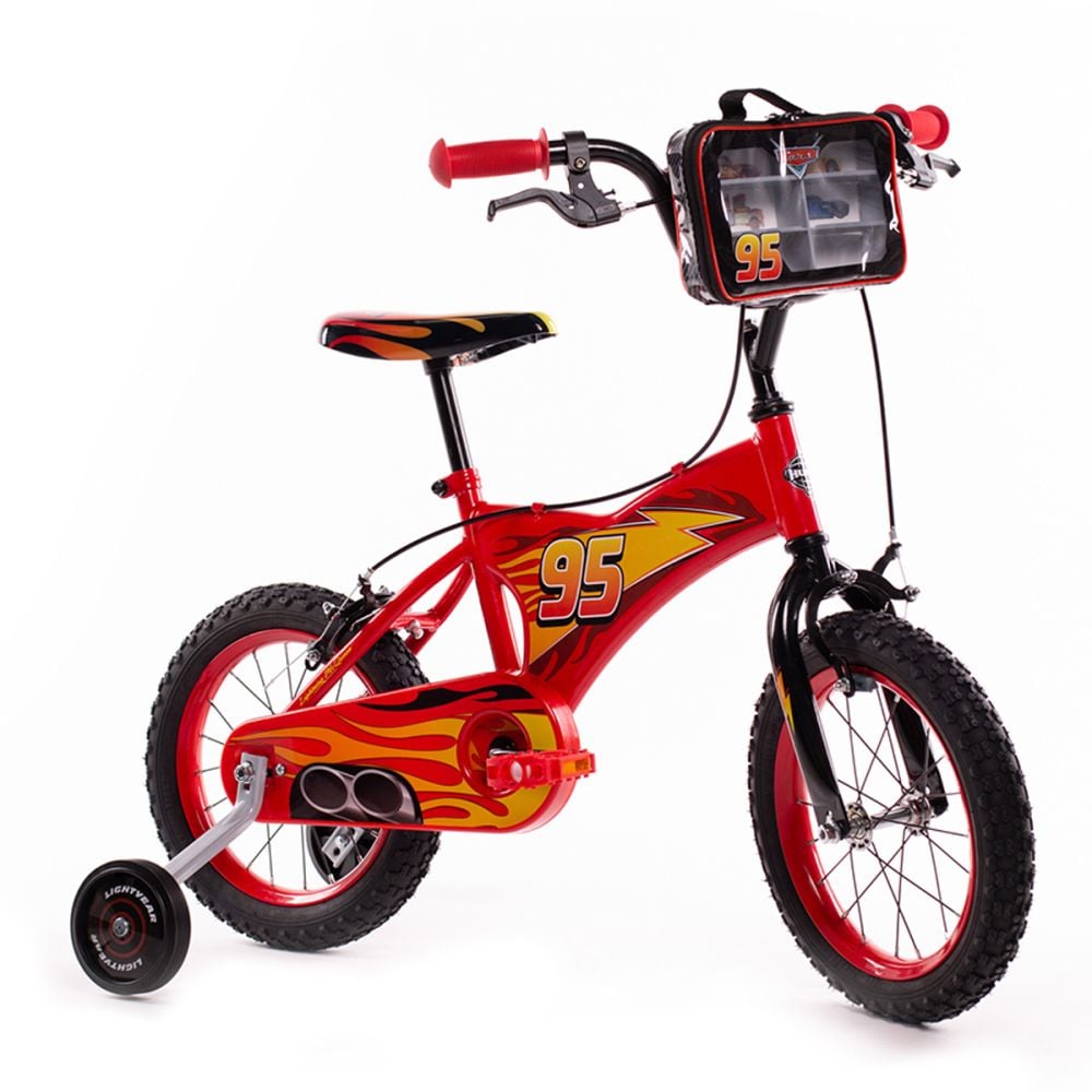 Bicicleta cu roti ajutatoare, Huffy, Disney Pixar Cars 95, 14 inch, Rosu