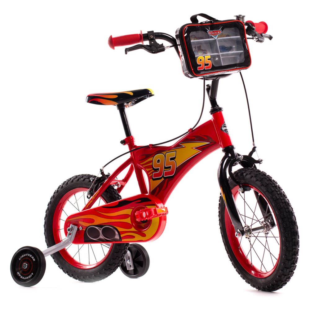Bicicleta cu roti ajutatoare, Huffy, Disney Pixar Cars 95, 14 inch, Rosu