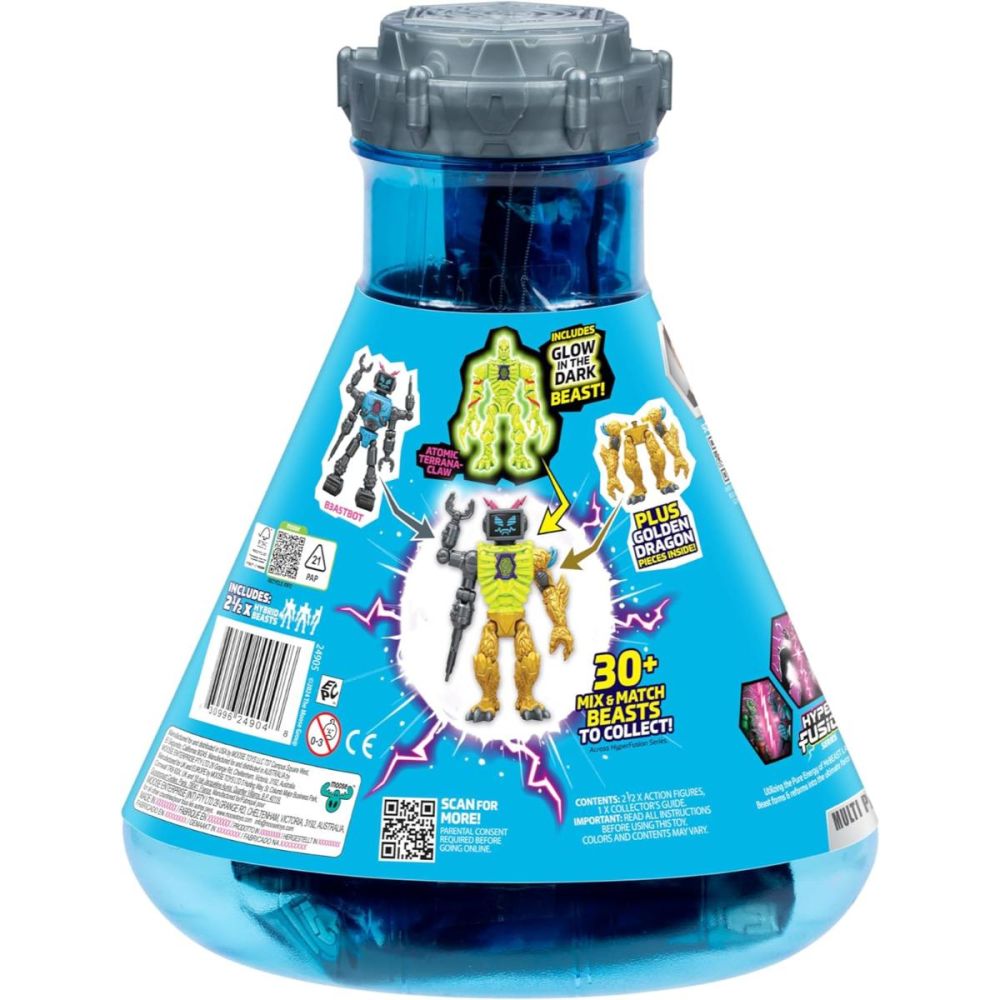 Set 2 figurine, Mr Beast Lab Hibrids, W2, Hyper Fusion, Lab-Bot Vs Gid Skeleton