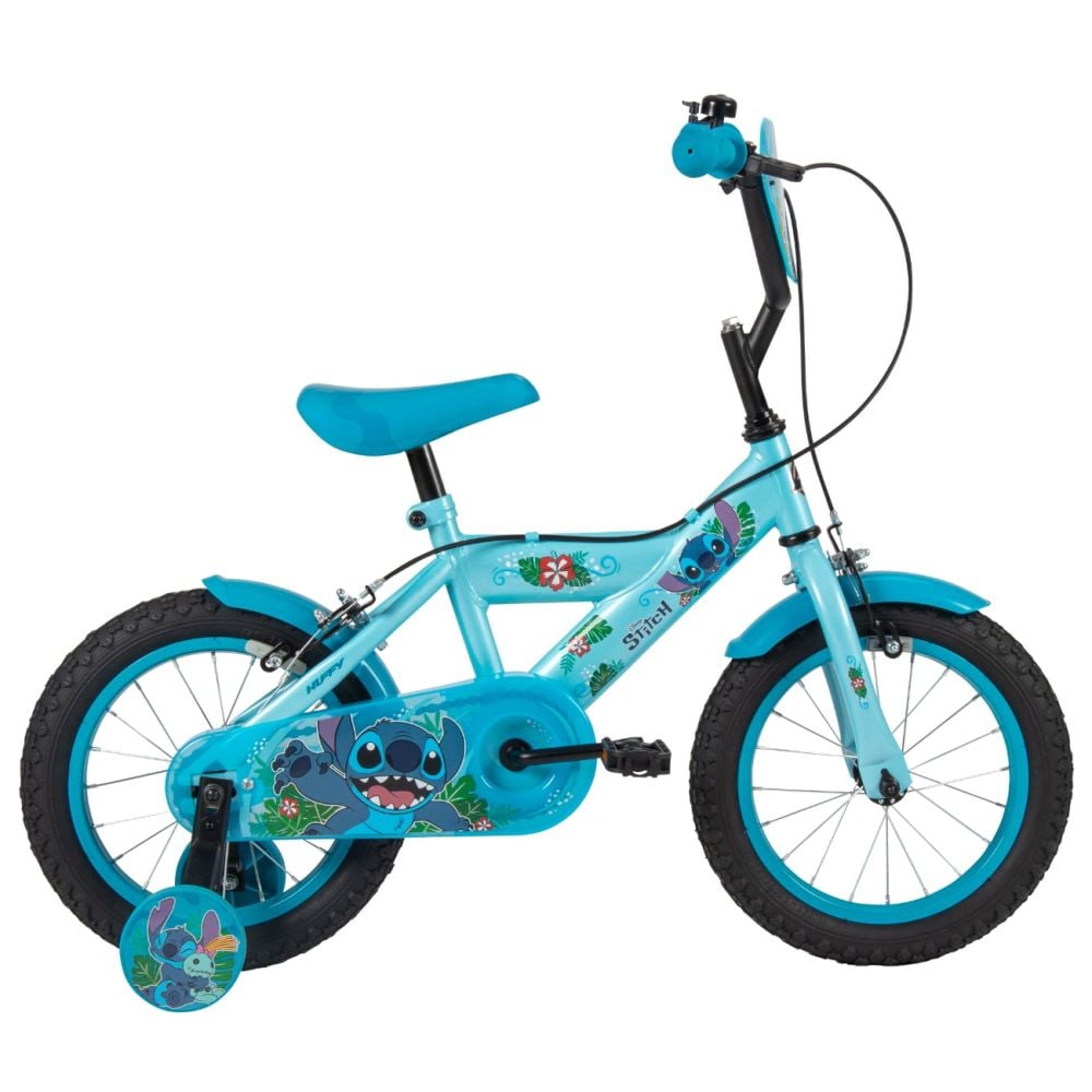 Bicicleta cu roti ajutatoare, Huffy, Disney Stitch, 14 inch, Blue