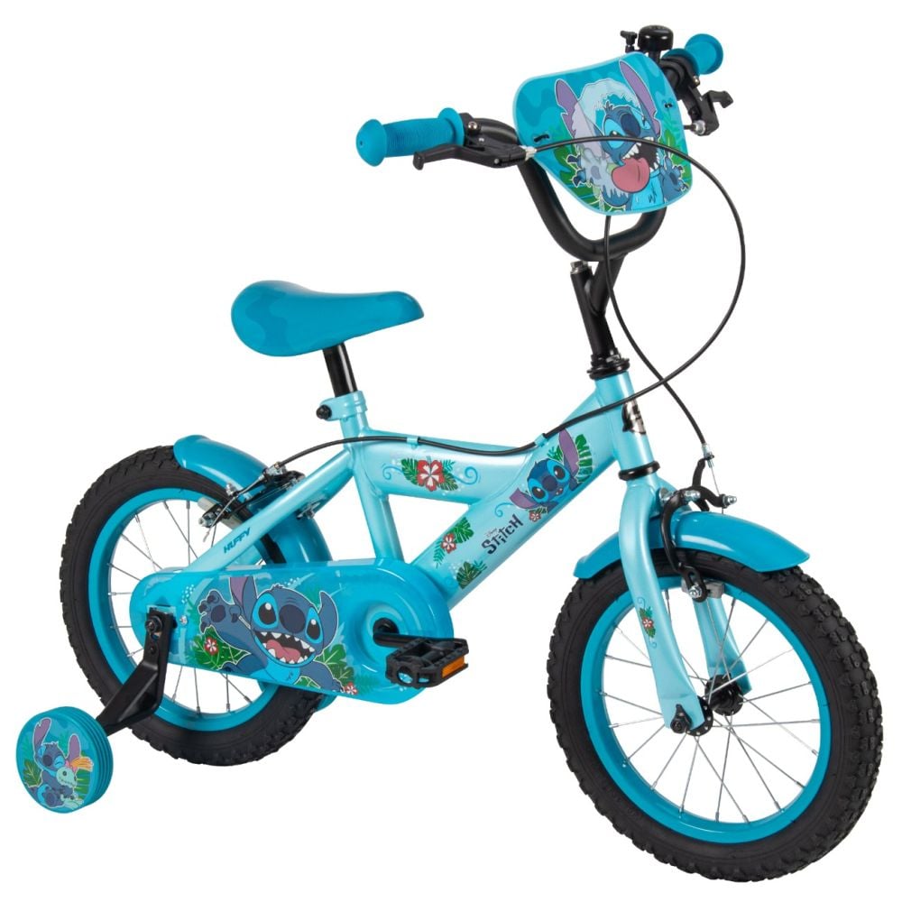 Bicicleta cu roti ajutatoare, Huffy, Disney Stitch, 14 inch, Blue