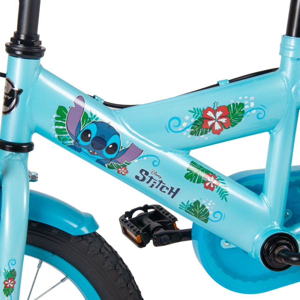 Bicicleta cu roti ajutatoare, Huffy, Disney Stitch, 14 inch, Blue