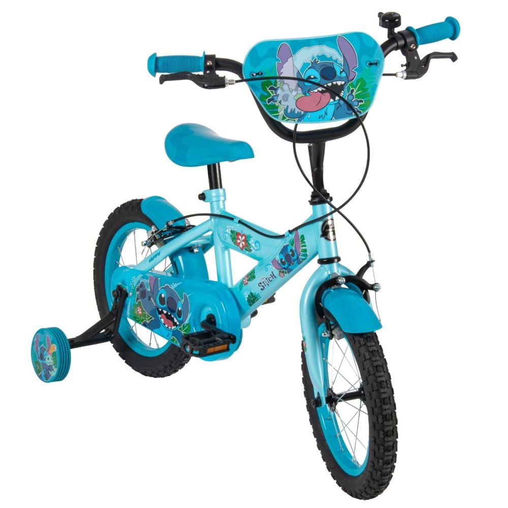 Bicicleta cu roti ajutatoare, Huffy, Disney Stitch, 14 inch, Blue