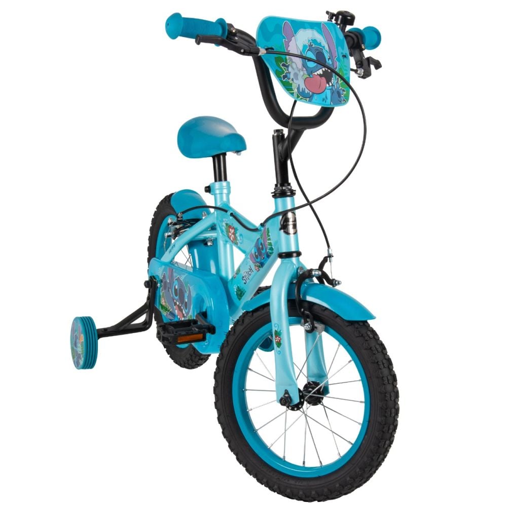 Bicicleta cu roti ajutatoare, Huffy, Disney Stitch, 14 inch, Blue