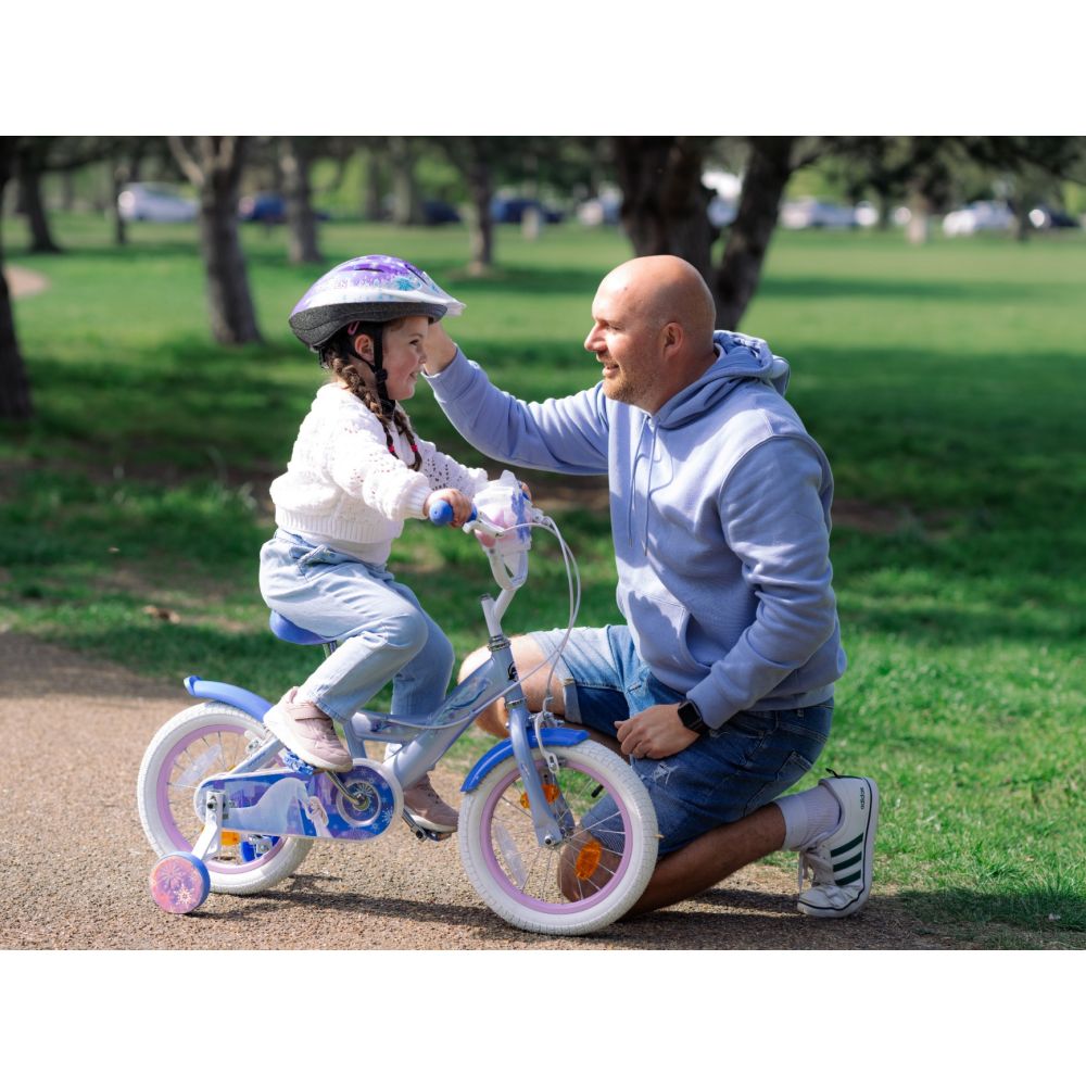 Bicicleta cu roti ajutatoare, Huffy, Disney Frozen, 14 inch, Blue