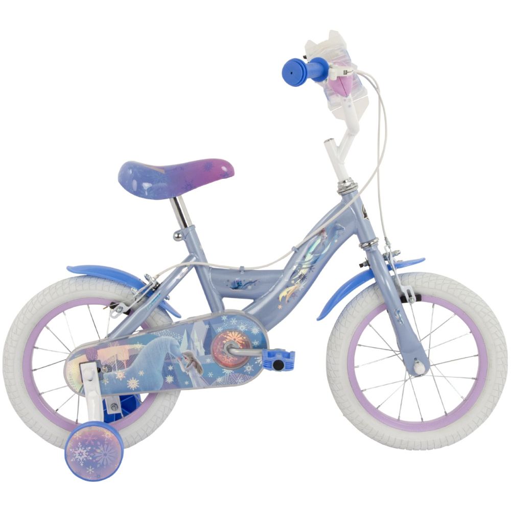 Bicicleta cu roti ajutatoare, Huffy, Disney Frozen, 14 inch, Blue