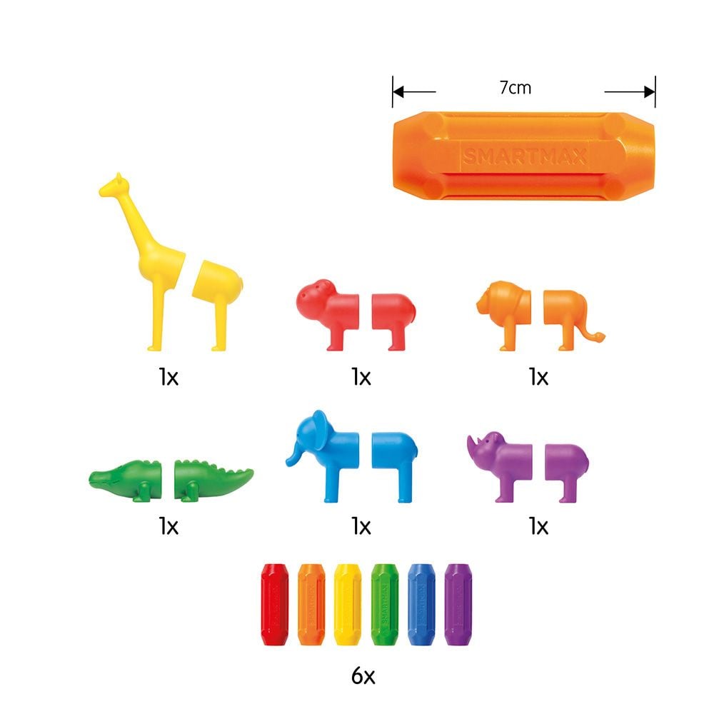 Joc magnetic, Smart Max, Primele mele animale de safari, 18 piese