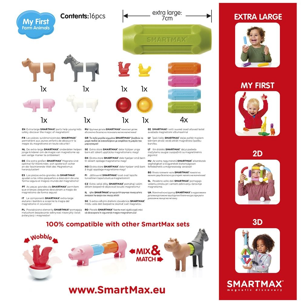 Joc magnetic, Smart Max, Primele mele animale de ferma, 16 piese