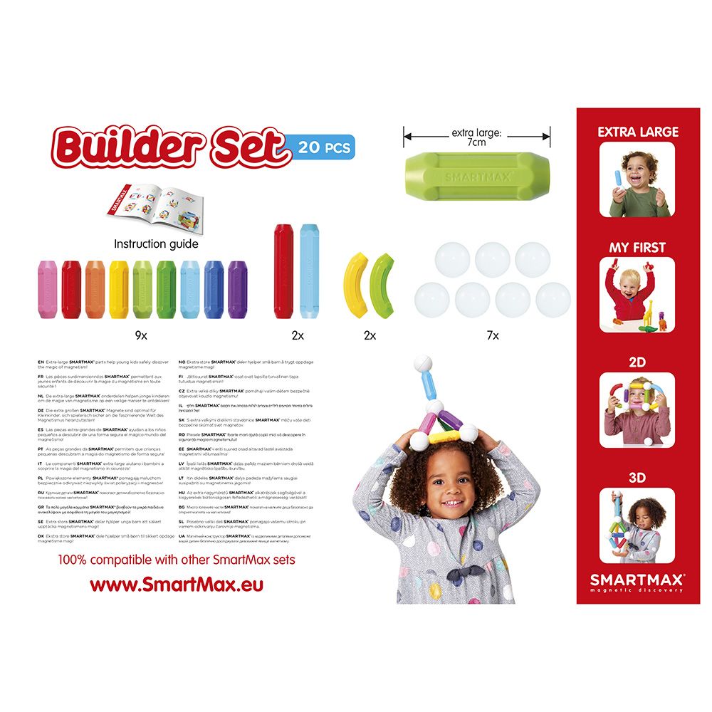 Joc magnetic, Smart Max, Primul meu set de constructor, 20 piese