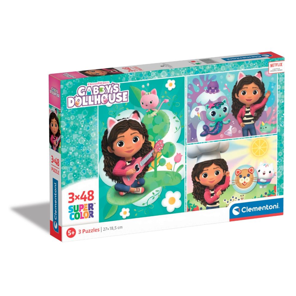 Puzzle Gabbys Dollhouse, Clementoni, 3 x 48 piese