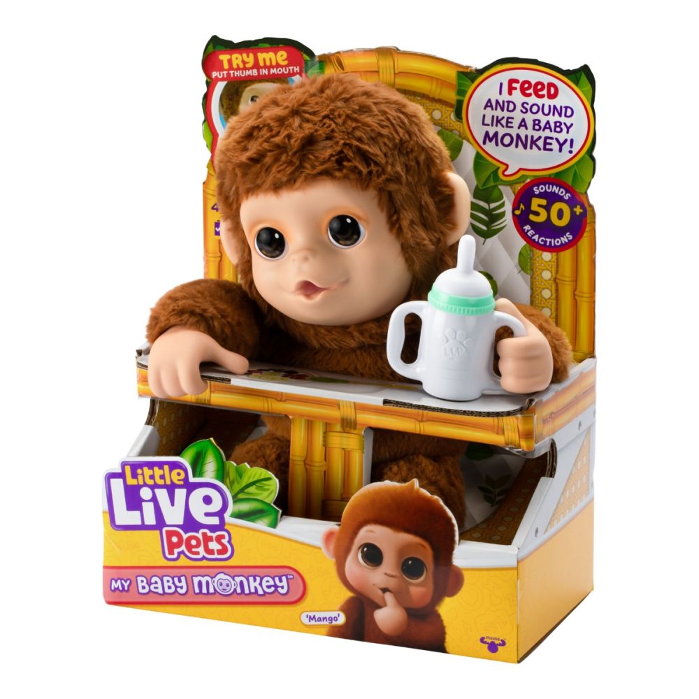Jucarie de plus interactiva, Little Live Pets, My Baby Monkey, Mango