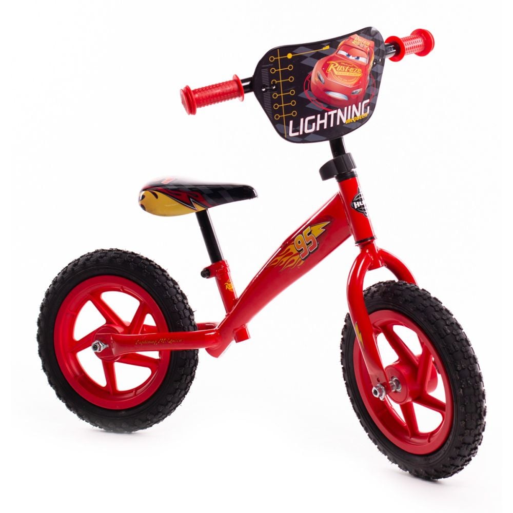 Bicicleta fara pedale, Huffy, Disney Cars, Lightning McQueen, 12 inch, Rosu