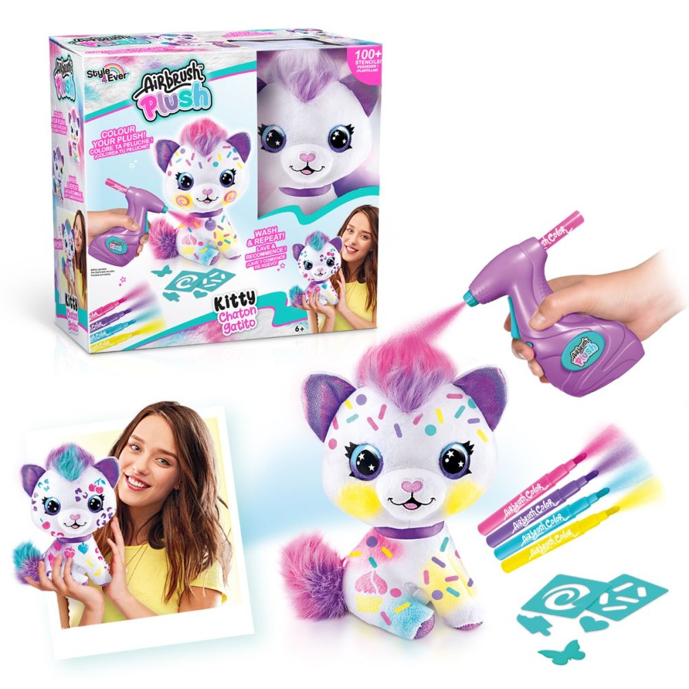 Jucarie de plus de colorat, Airbrush Plush, Kitty