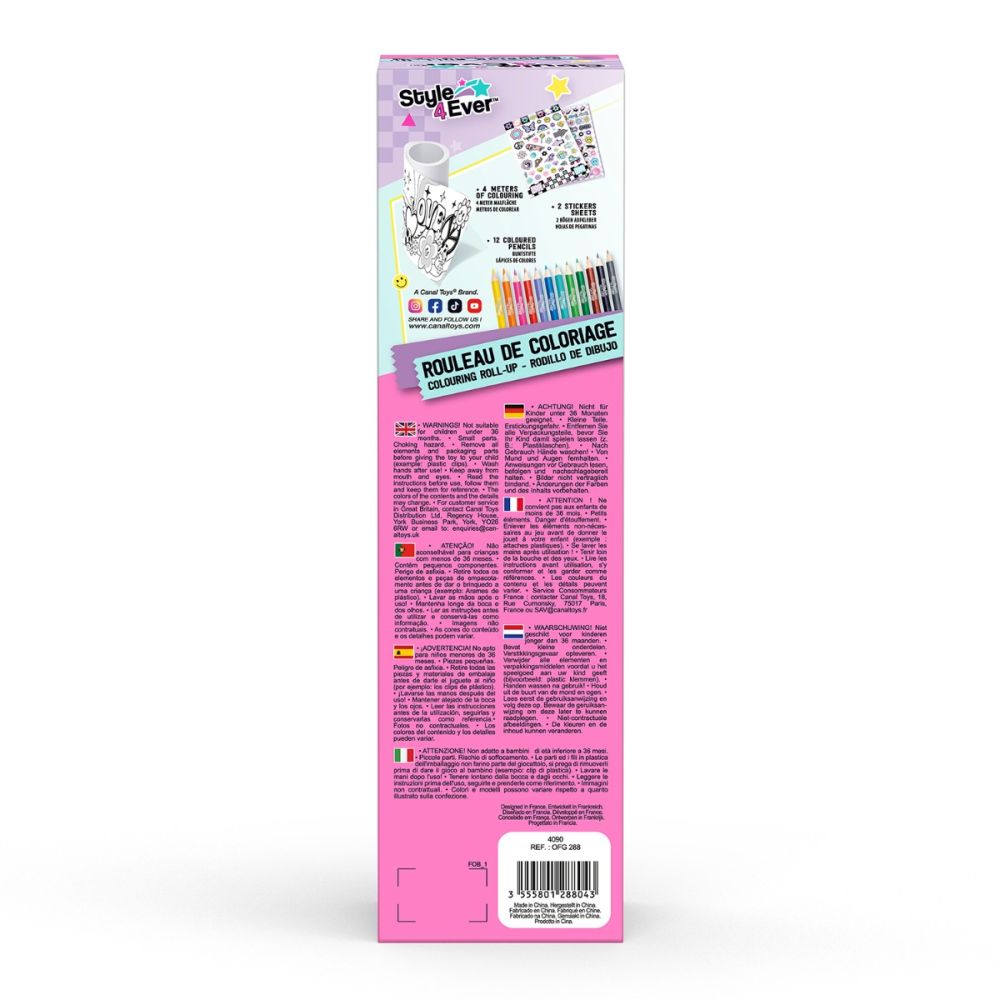 Set rola de colorat 4 metri si 12 creioane colorate, Style 4 Ever, Good Vibes