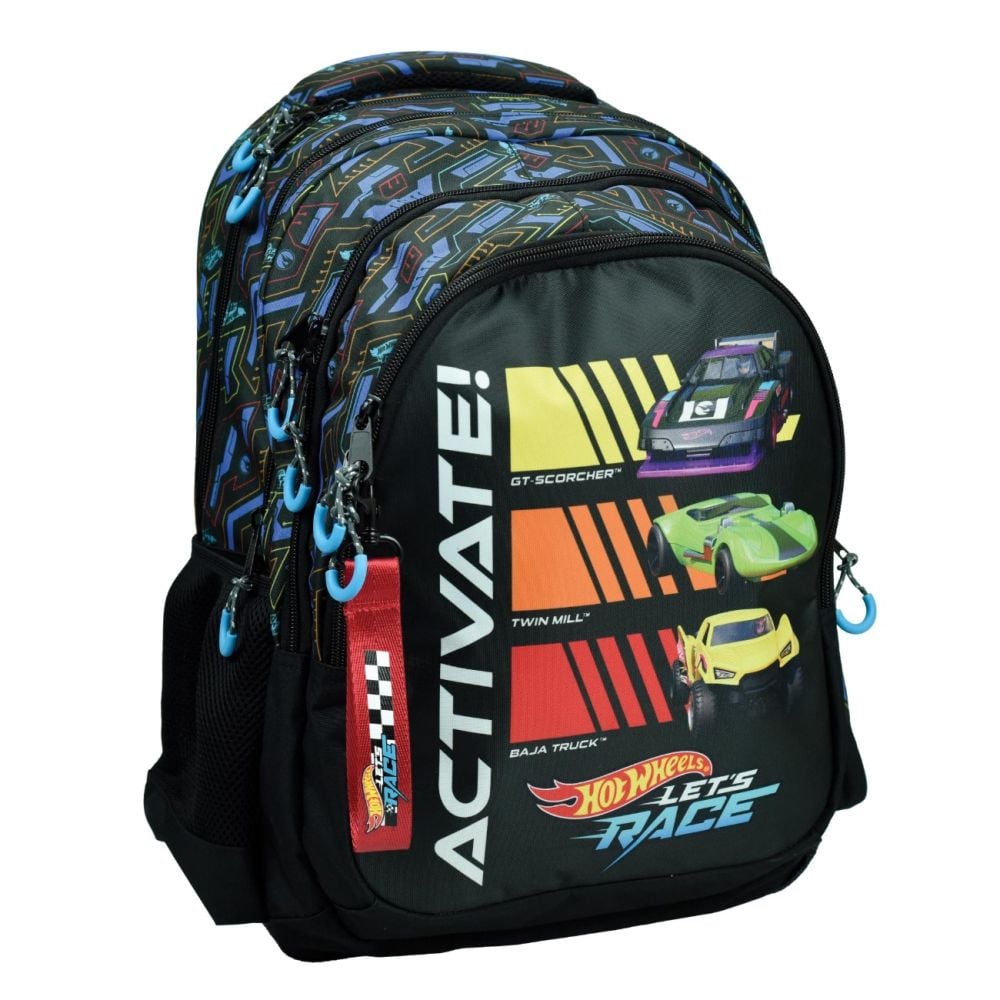 Ghiozdan cu 3 compartimente, Hot Wheels, Activate