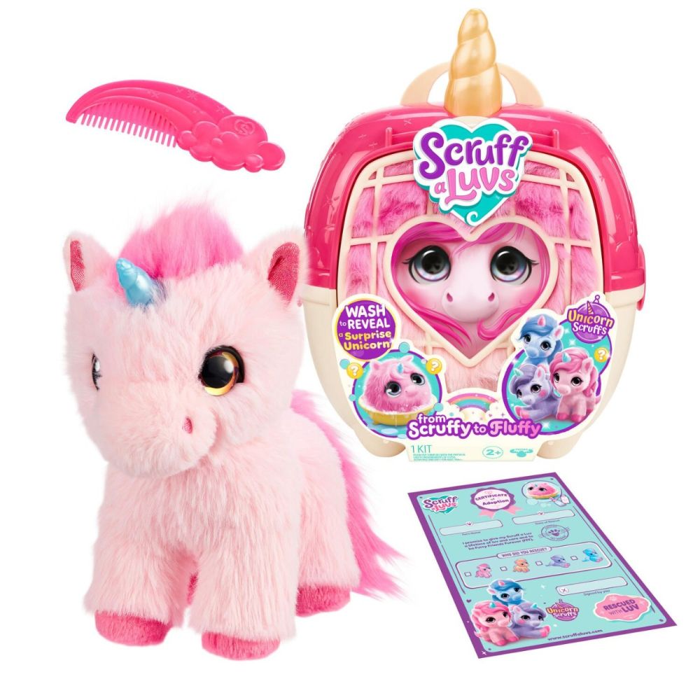 Set de joaca cu 2 jucarii de plus surpriza, Scruff A Luvs, Unicorn, S3