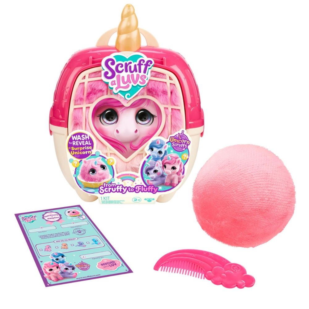 Set de joaca cu 2 jucarii de plus surpriza, Scruff A Luvs, Unicorn, S3
