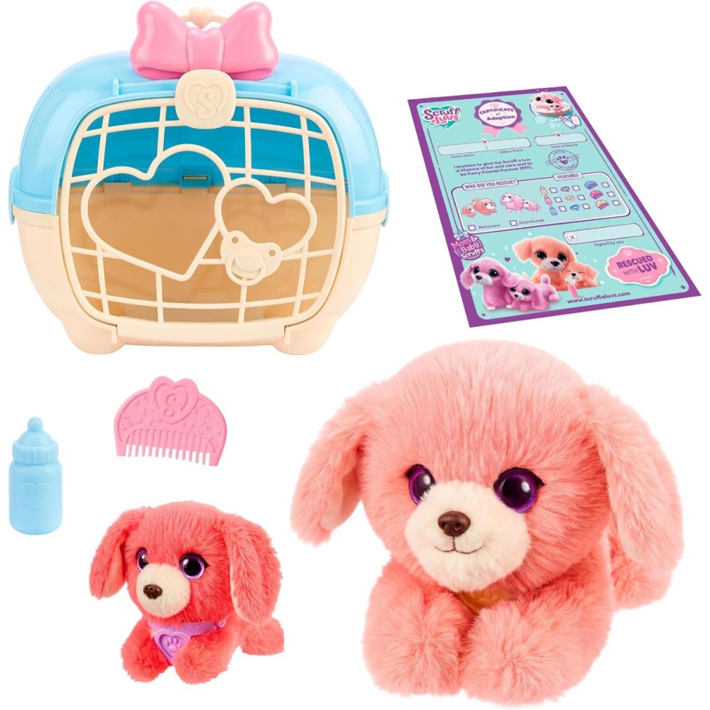 Set de joaca cu 2 jucarii de plus surpriza, Scruff A Luvs, Mom and Baby, S3