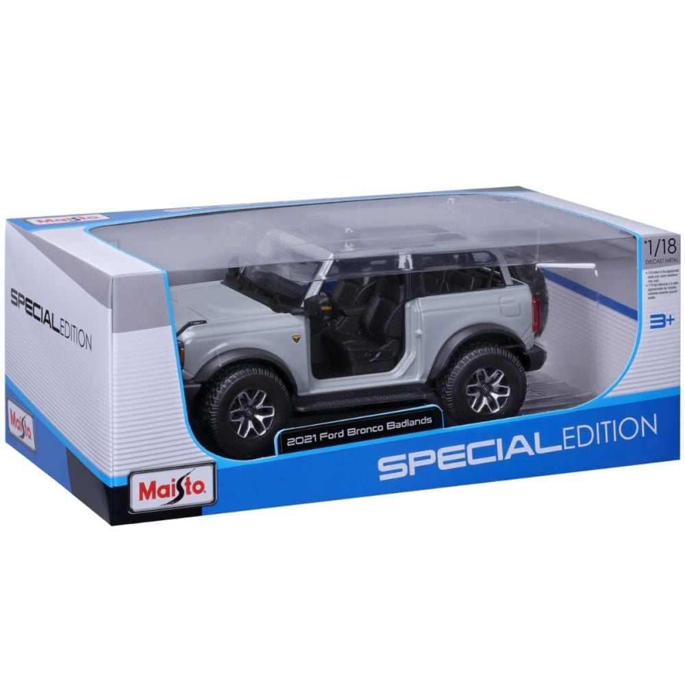 Masina metalica, Maisto, Ford Bronco Badlands 2021, 1:18, Gri