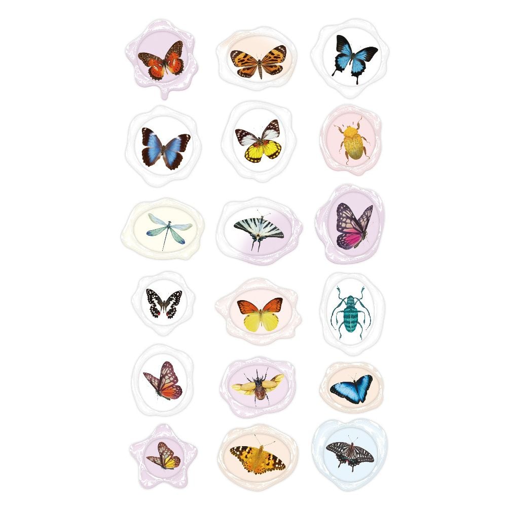 Abtibilduri imitatie sigiliu, Avenir, Natural Creation, Insecte, 18 bucati