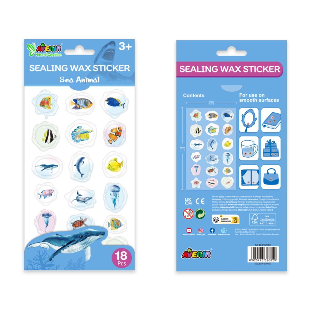 Abtibilduri imitatie sigiliu, Avenir, Natural Creation, Animale Subacvatice, 18 bucati