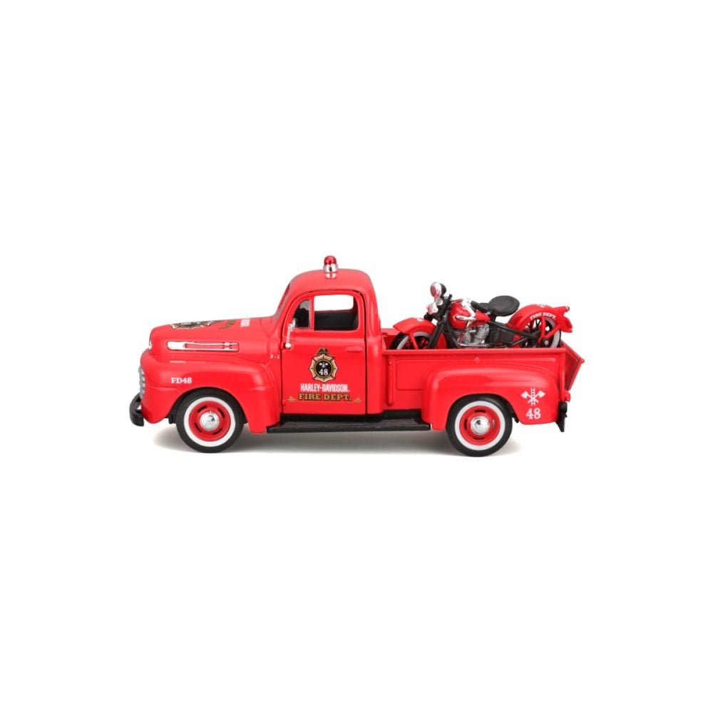 Set masina si motocicleta, Maisto, H-D Custom, 1948 Ford F1 Pick Up si 1936 EL Knucklehead, 1:24
