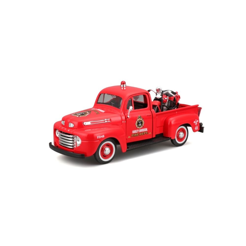 Set masina si motocicleta, Maisto, H-D Custom, 1948 Ford F1 Pick Up si 1936 EL Knucklehead, 1:24