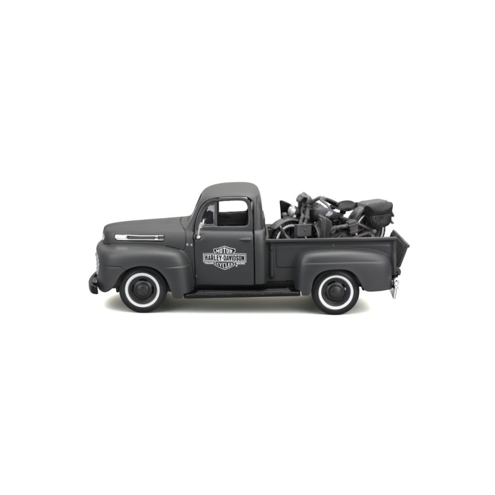 Set masina si motocicleta, Maisto, H-D Custom, 1948 Ford F1 Pick Up si 1942 WLA Flathead, 1:24