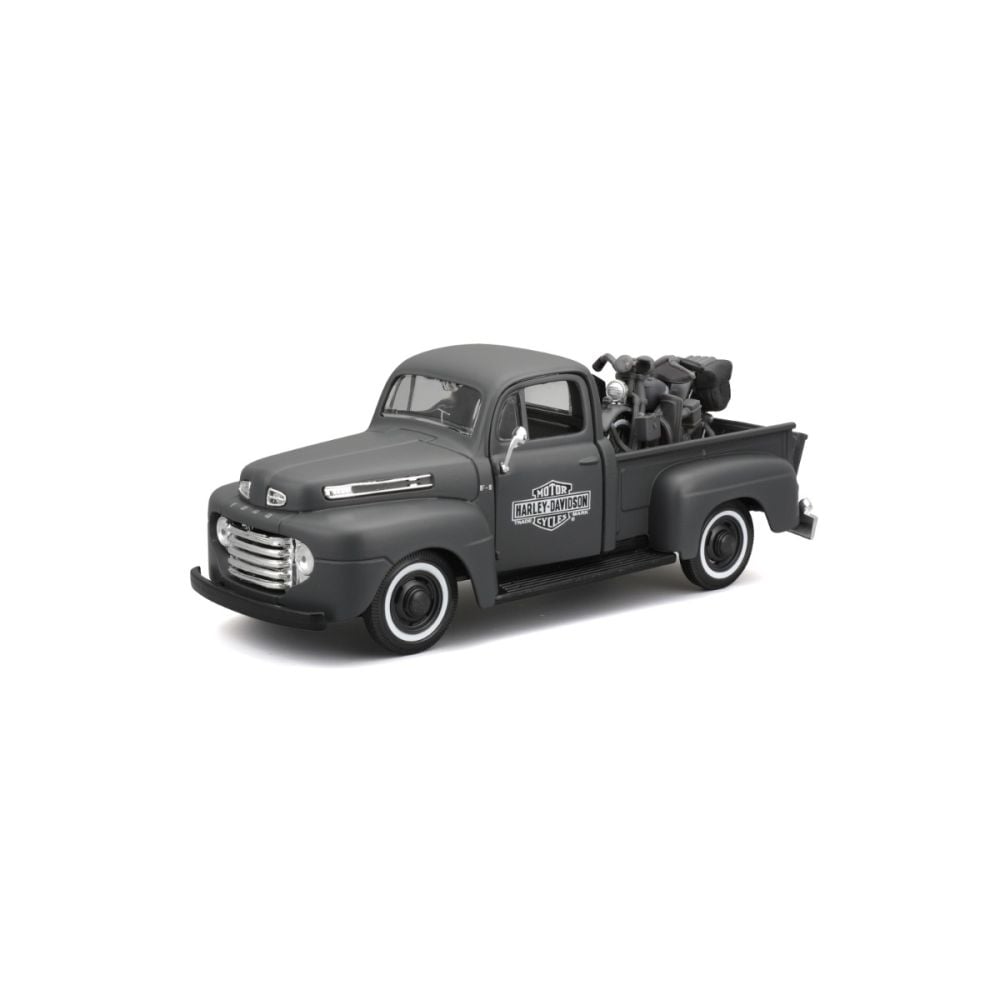 Set masina si motocicleta, Maisto, H-D Custom, 1948 Ford F1 Pick Up si 1942 WLA Flathead, 1:24